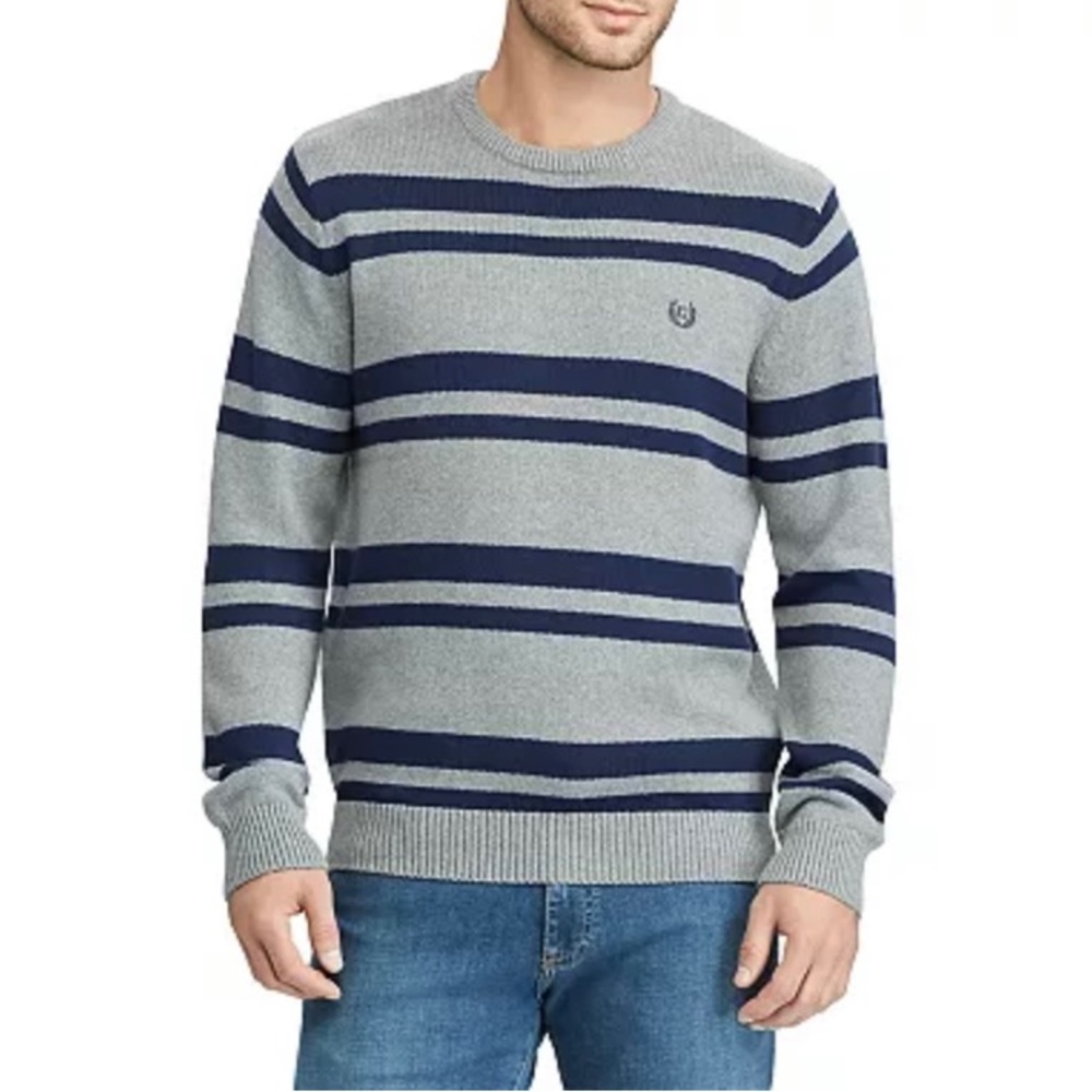 CHAPS Men's Classic-Fit Striped Crewneck Sweater Plus Size XXL - Cotton